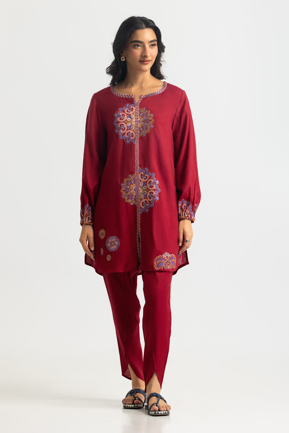 Viscose Raw Silk Embroidered Co-Ord Set