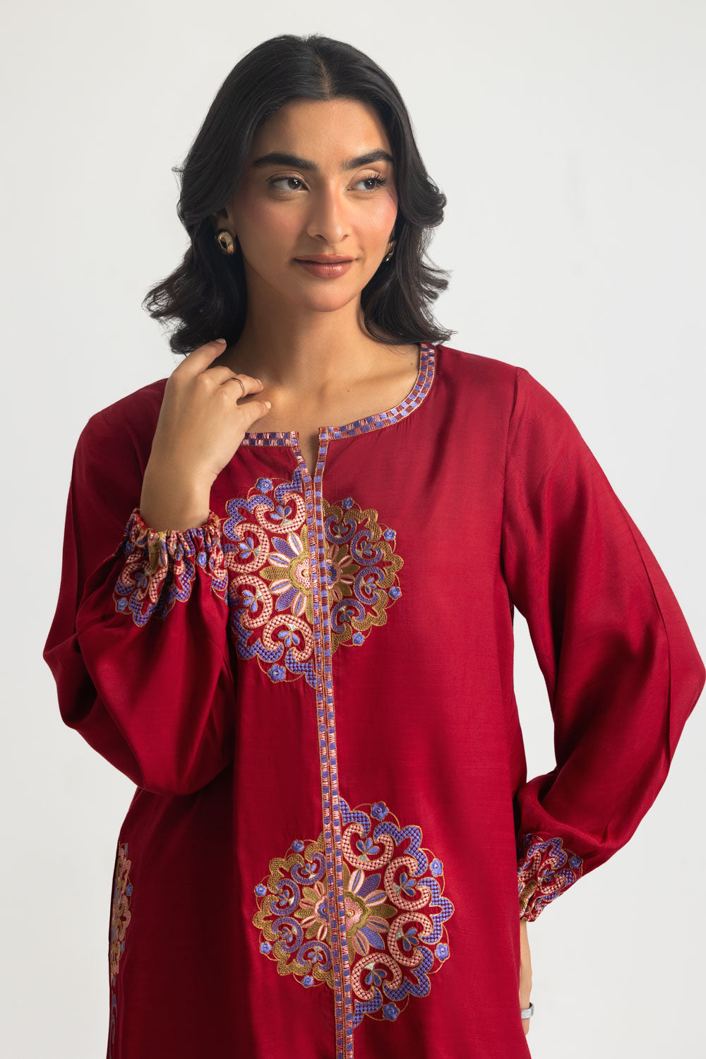 Viscose Raw Silk Embroidered Co-Ord Set