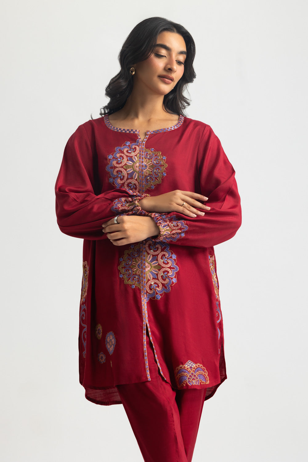 Viscose Raw Silk Embroidered Co-Ord Set