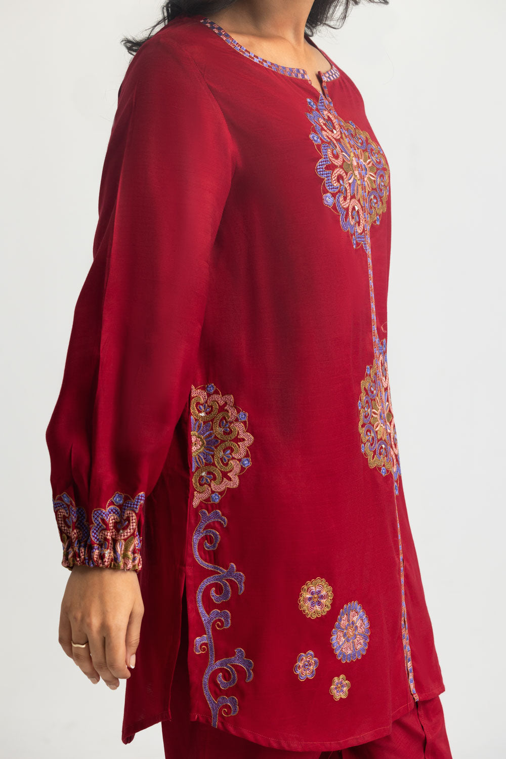Viscose Raw Silk Embroidered Co-Ord Set