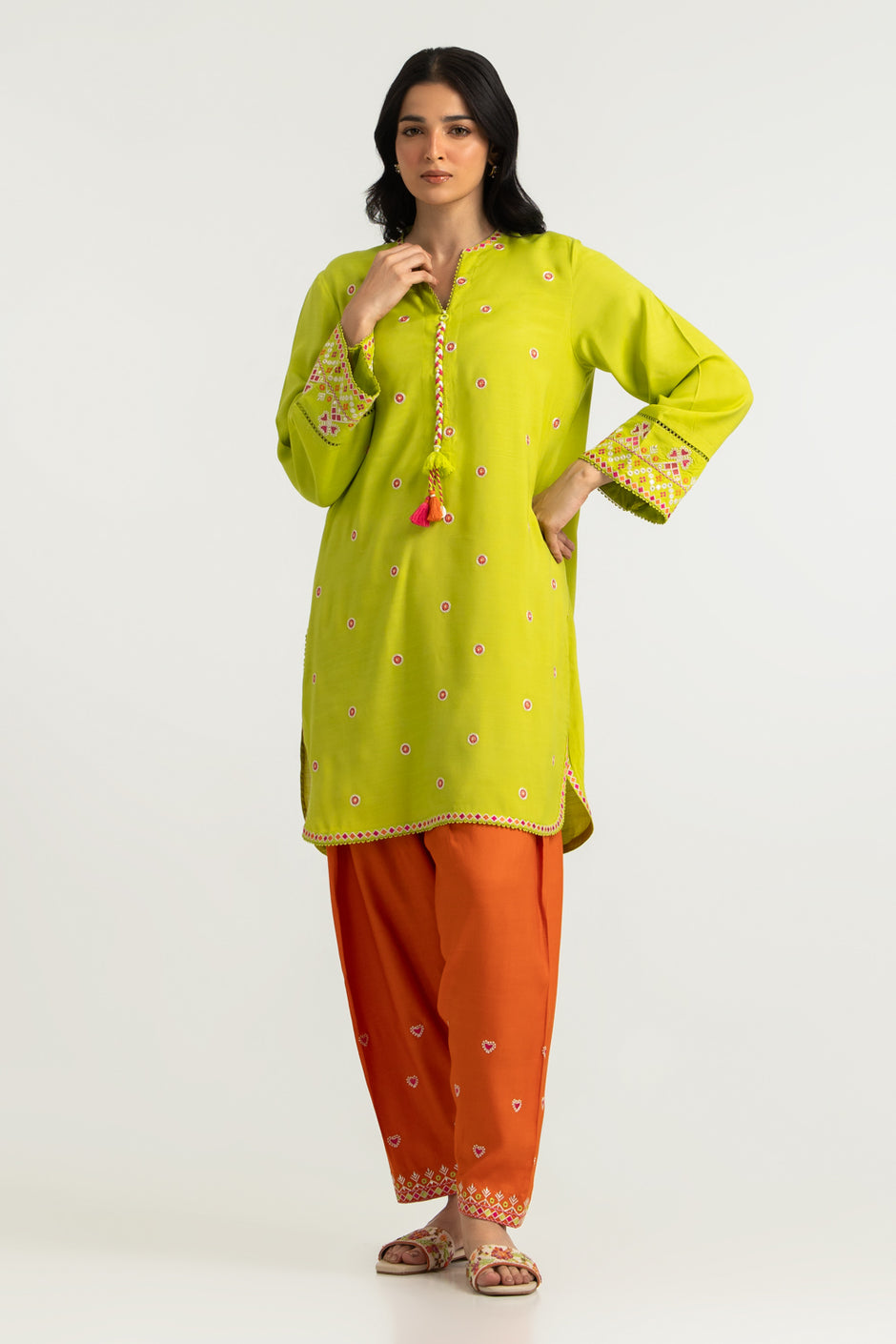 Viscose Raw Silk Embroidered Co-Ord Set
