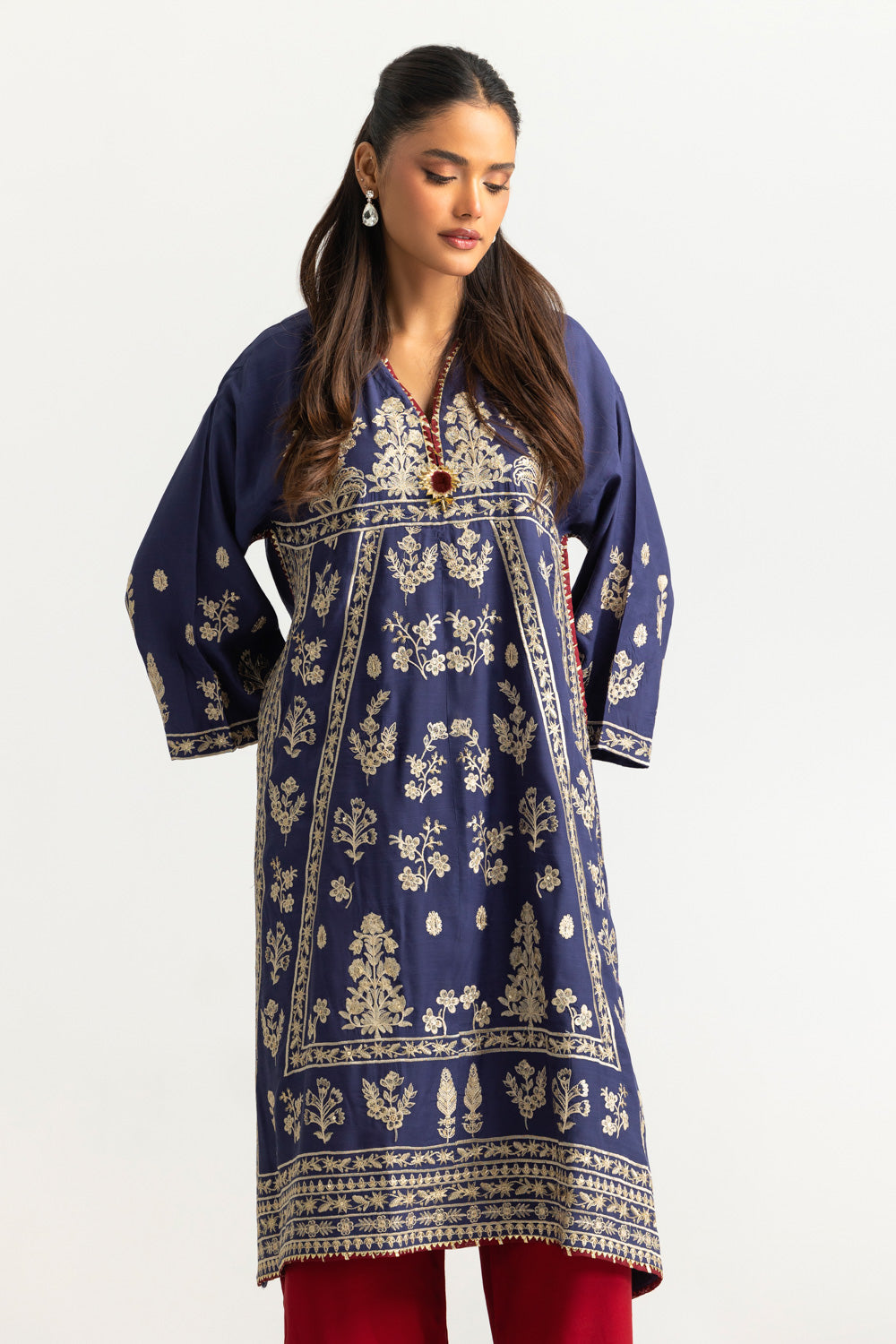 Viscose Raw Silk Embroidered Co-Ord Set