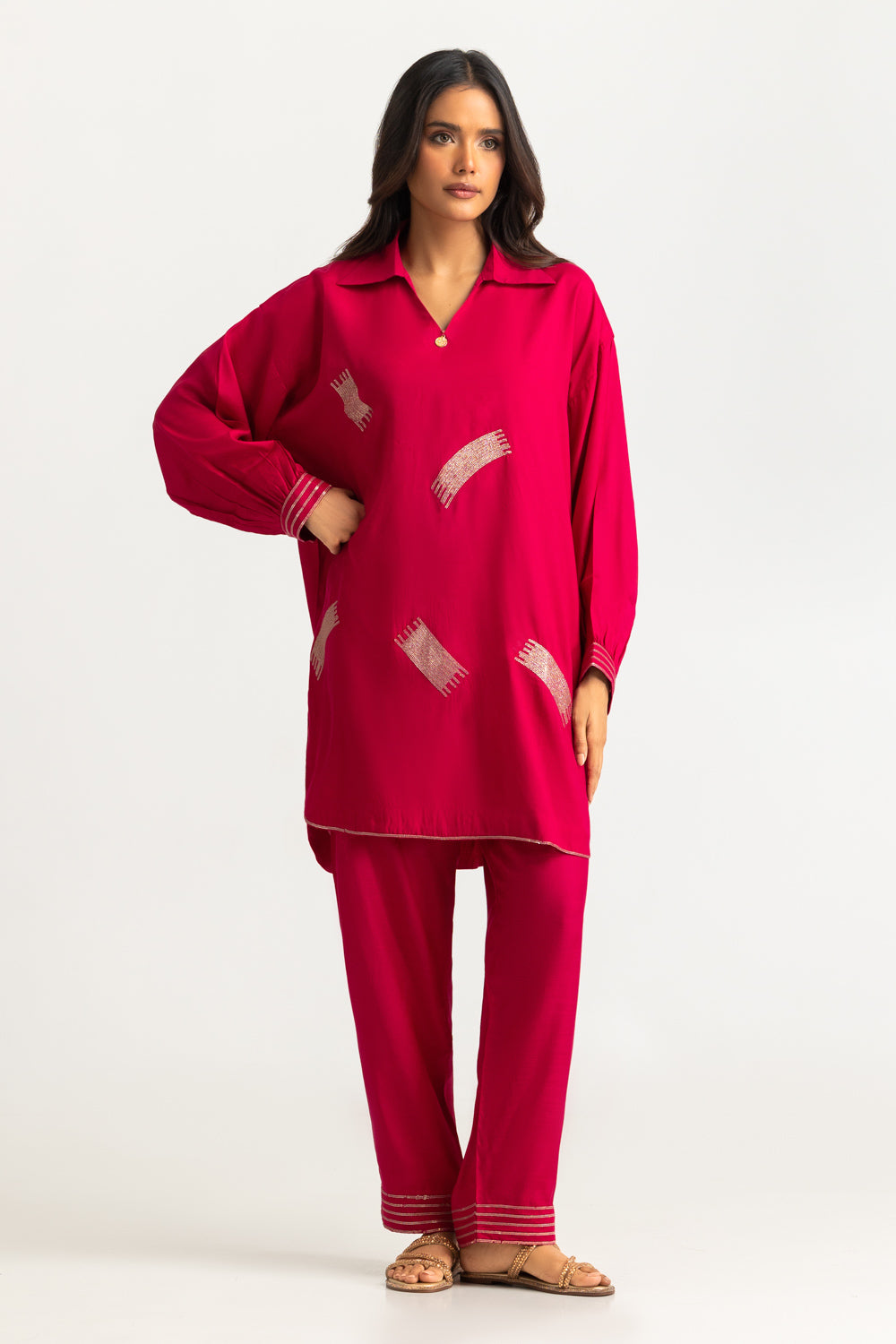Viscose Raw Silk Embroidered Co-Ord Set
