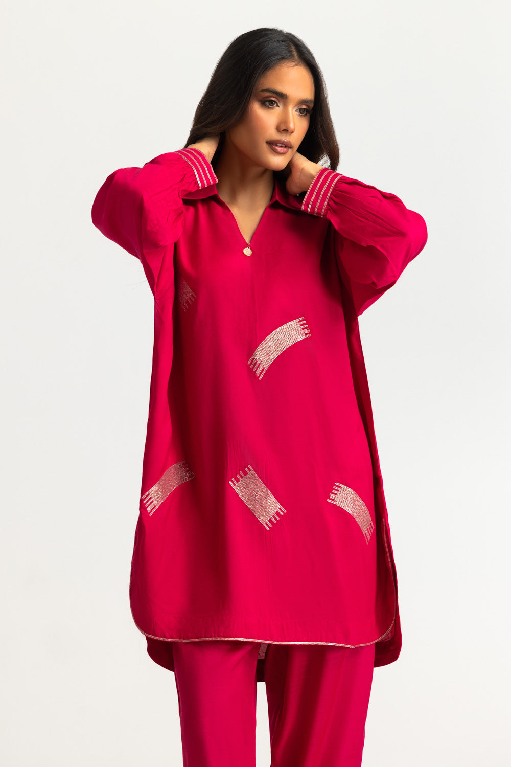 Viscose Raw Silk Embroidered Co-Ord Set