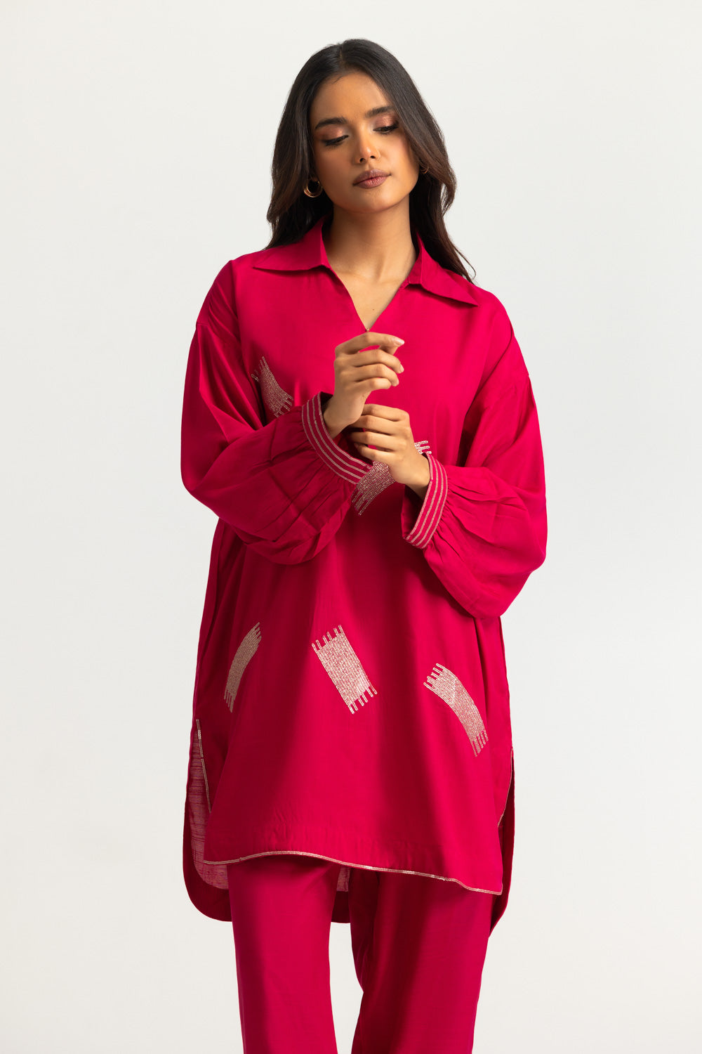 Viscose Raw Silk Embroidered Co-Ord Set