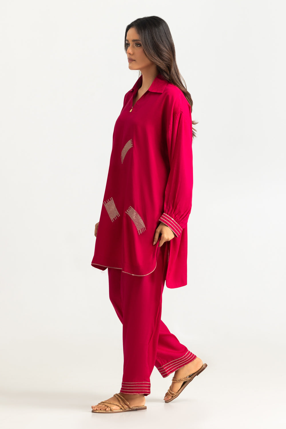 Viscose Raw Silk Embroidered Co-Ord Set
