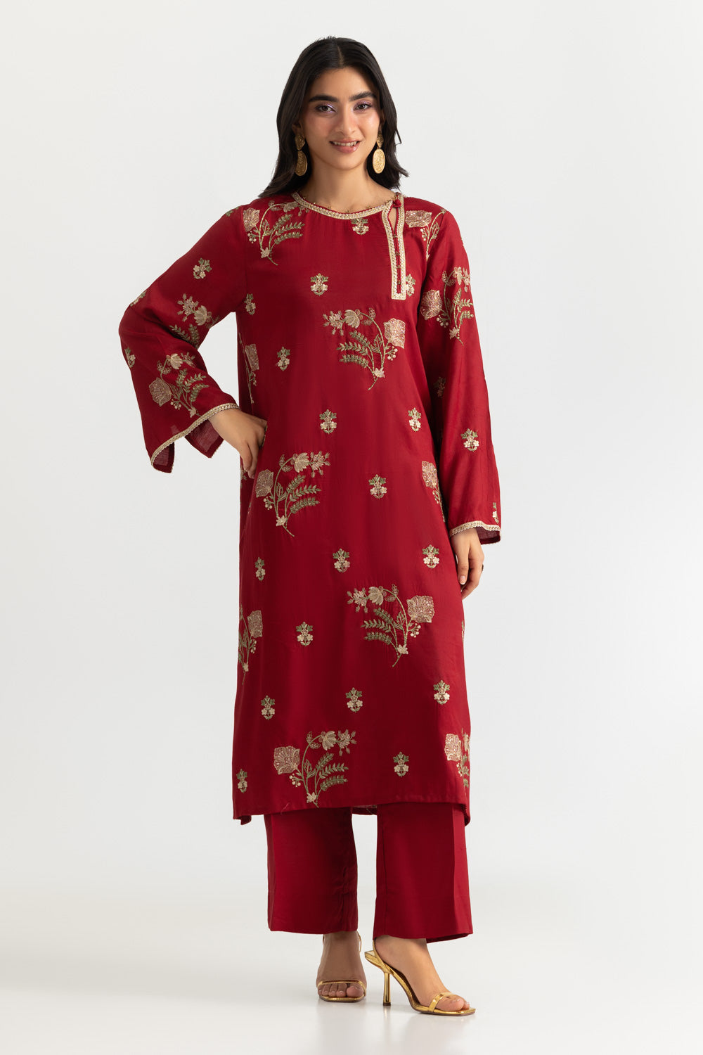 Viscose Raw Silk Embroidered Co-Ord Set