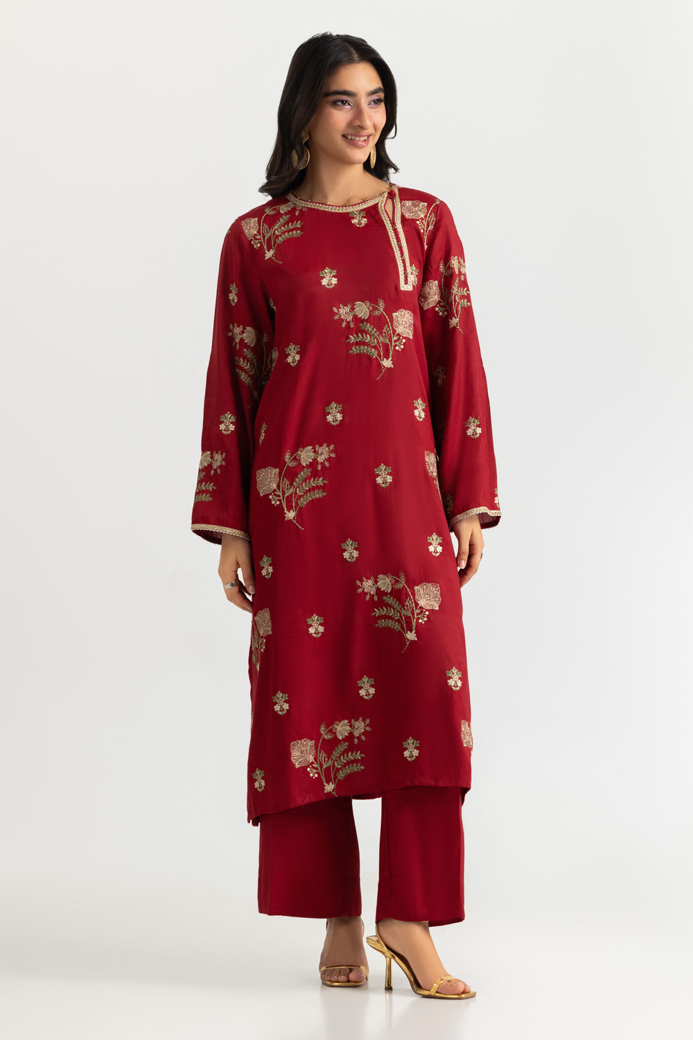 Viscose Raw Silk Embroidered Co-Ord Set