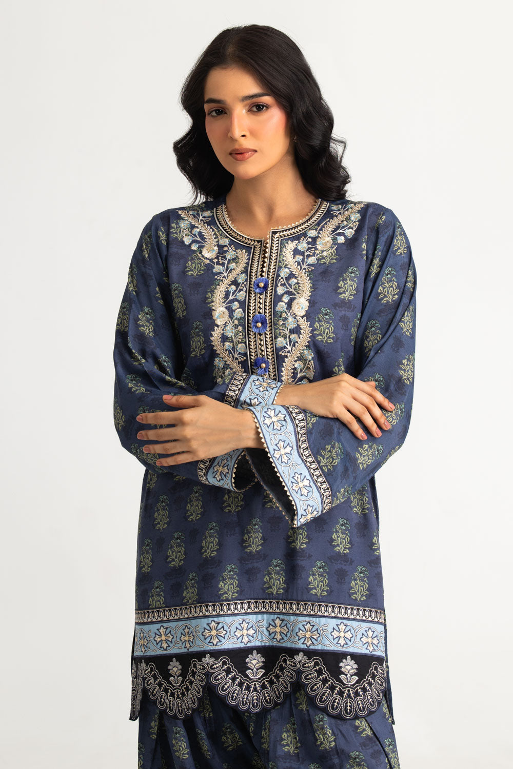 Viscose Raw Silk Printed Co-Ord Set With Embroidered