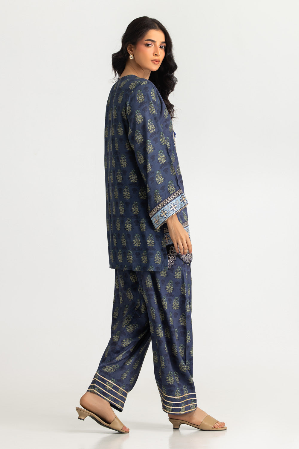 Viscose Raw Silk Printed Co-Ord Set With Embroidered