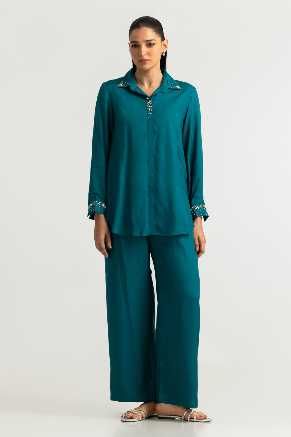 Viscose Rawsilk Embellished Co-Ord Set