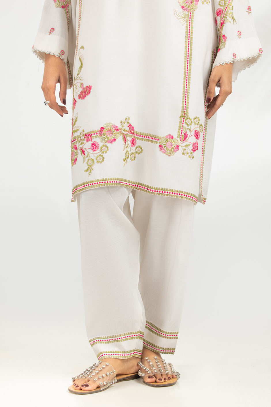 Viscose Rawsilk Embroidered Shirt And Trouser