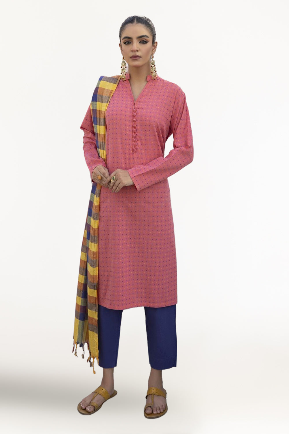 Yarn Dyed Shirt And Trouser With Dupatta
