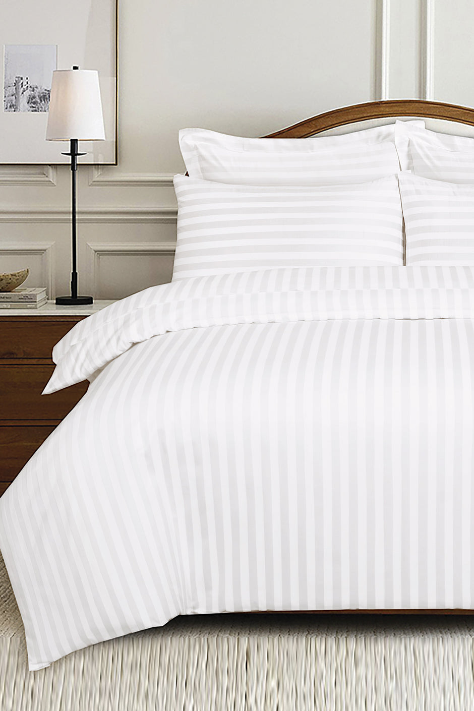 White Stripe Satin Quilt Cover Set 26