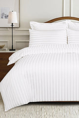 White Luxury Stripe Quilt Cover Set
