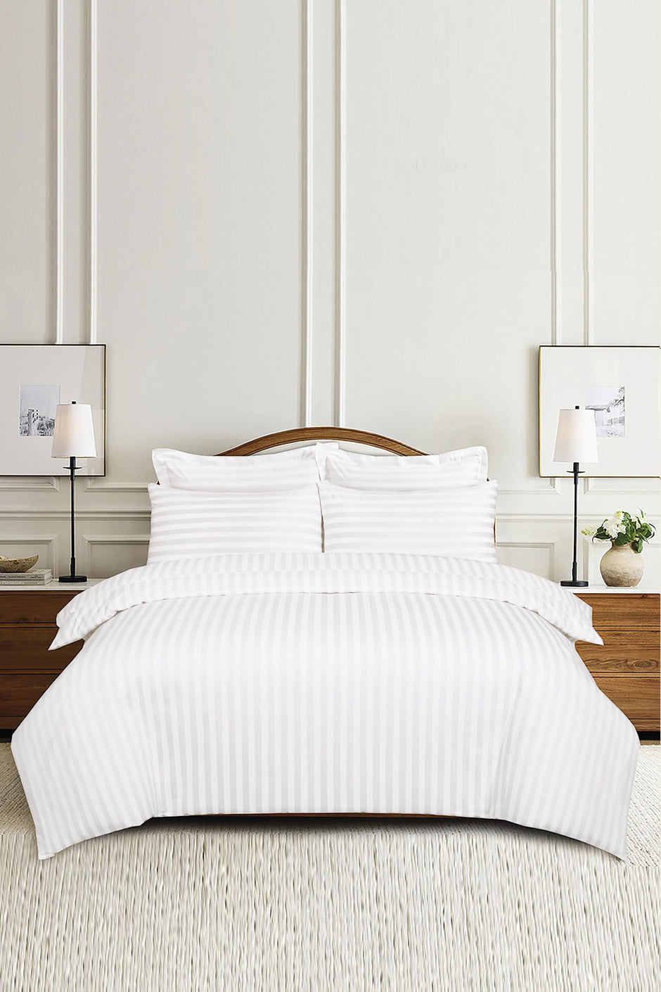 White Stripe Satin Quilt Cover Set 26