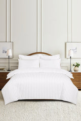 White Luxury Stripe Quilt Cover Set