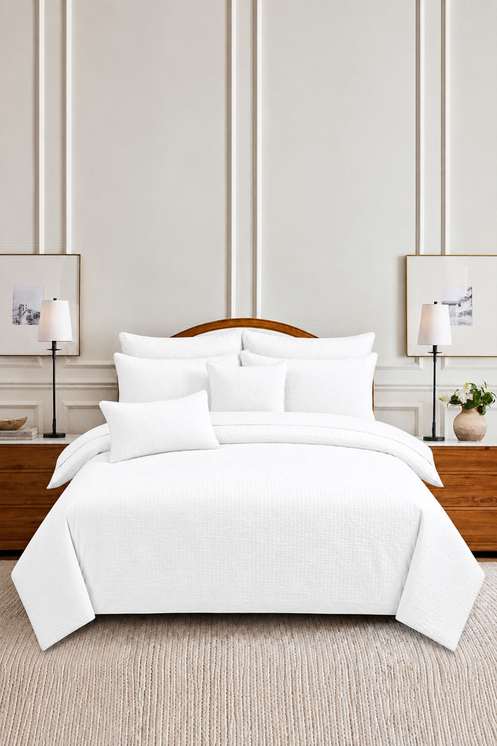 White Seersucker Dyed Duvet Cover