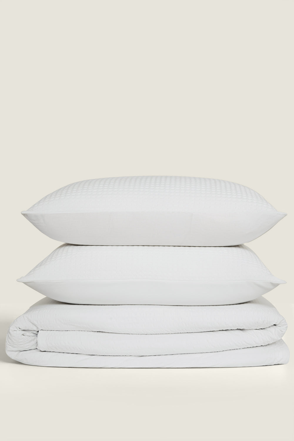 White Seersucker Dyed Duvet Cover