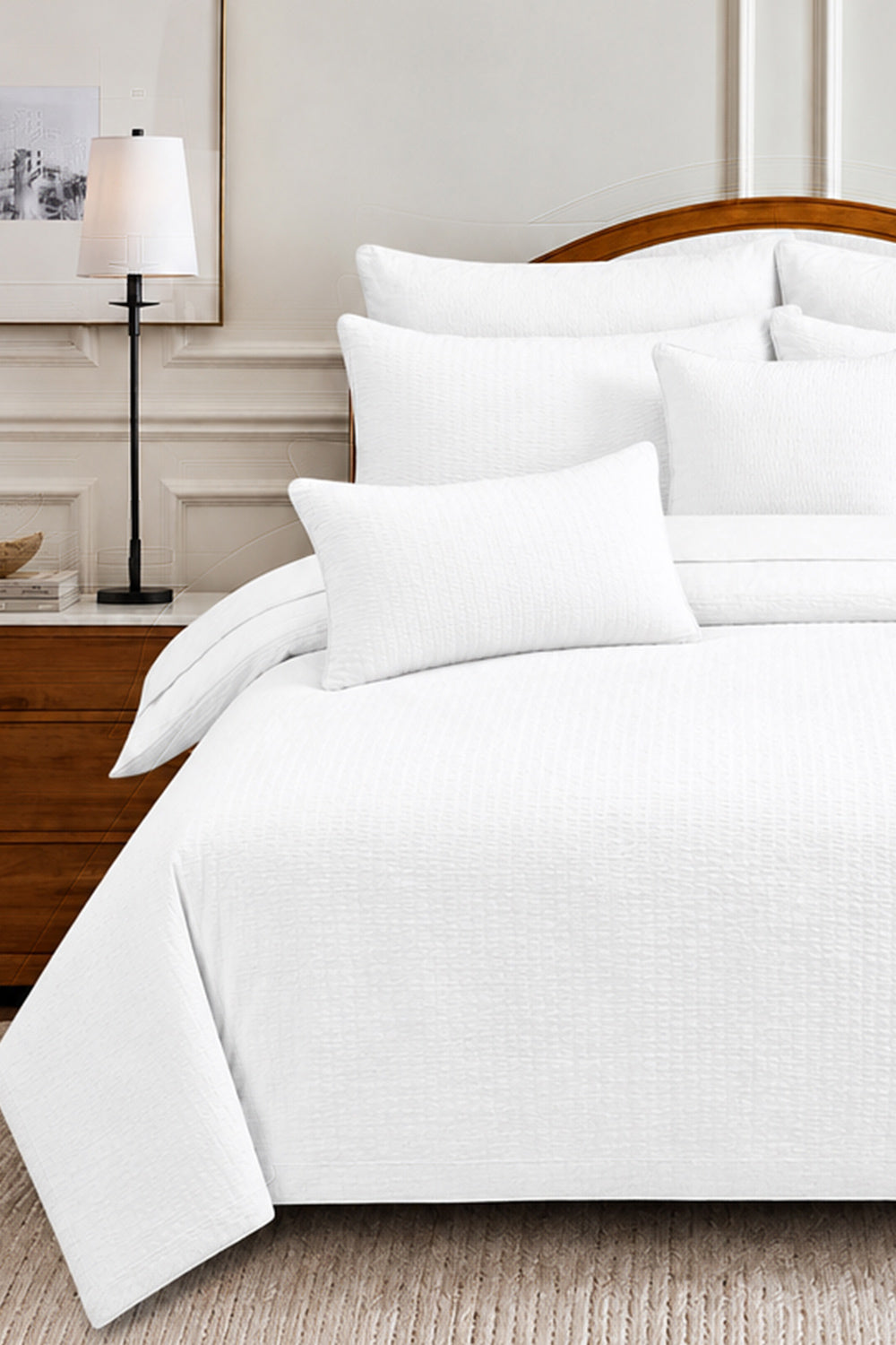 White Seersucker Dyed Duvet Cover