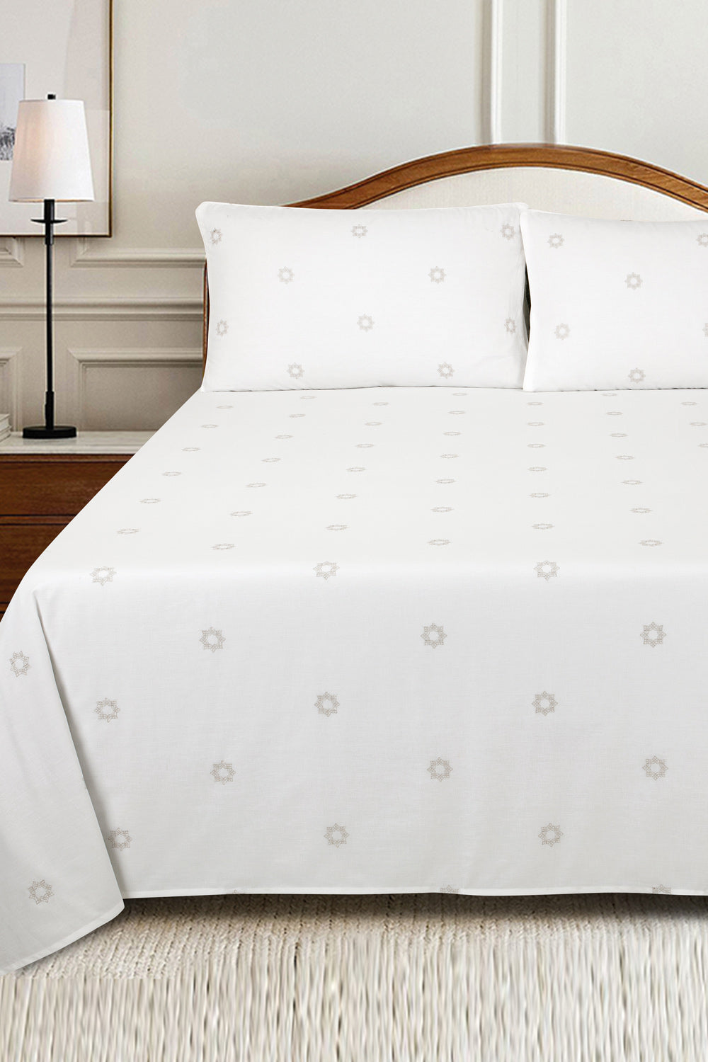 White Embroidered Sheet Set