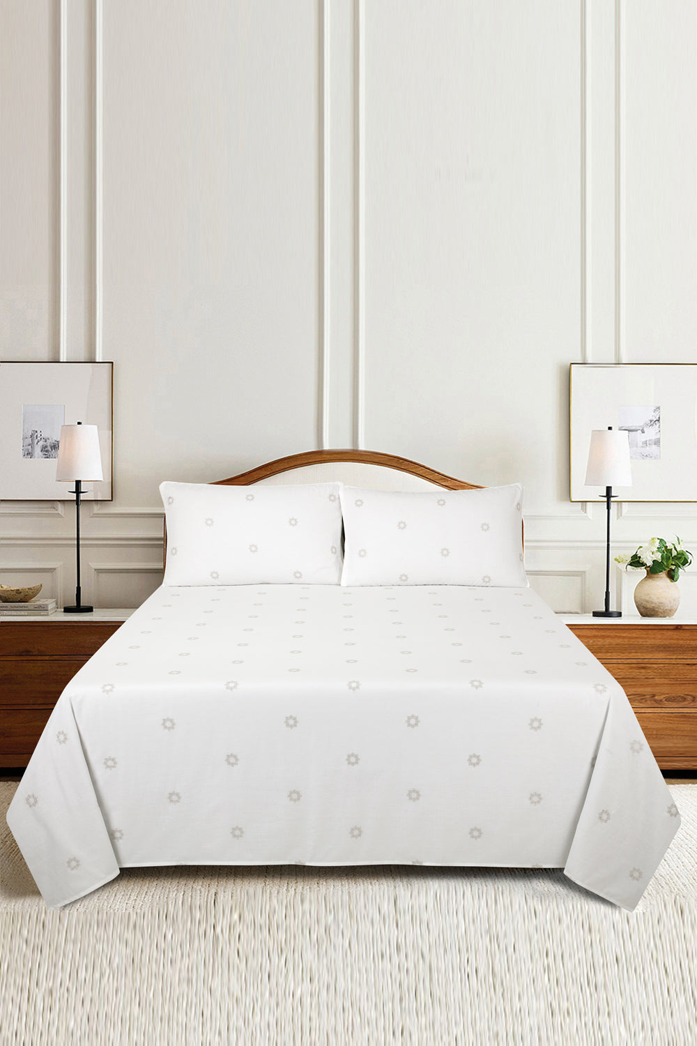 White Embroidered Sheet Set