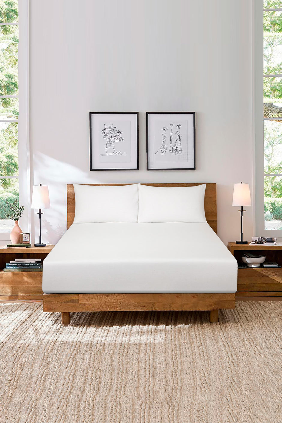White Fitted Sheet Set