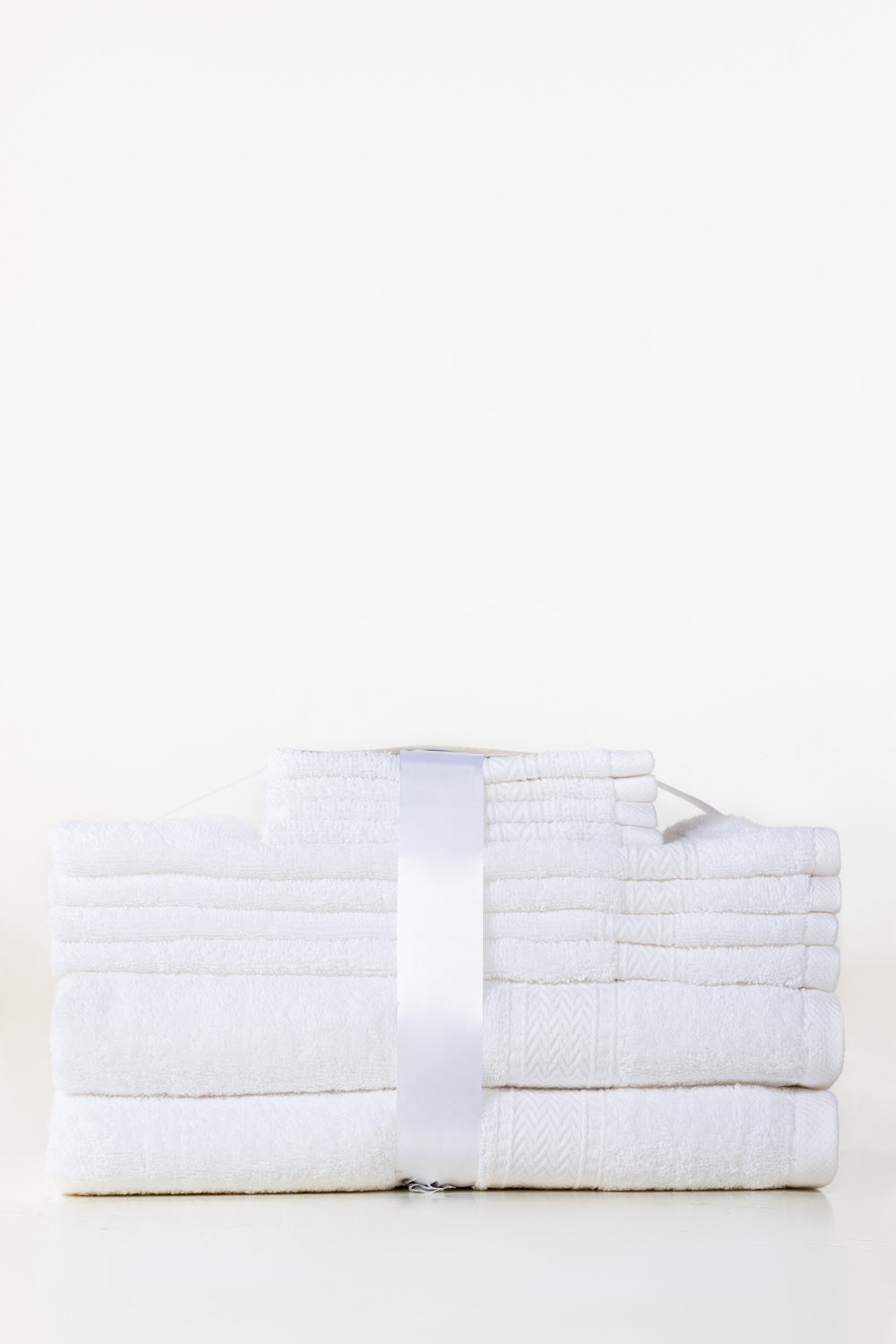 White 10pcs Zero Twist Towel Set