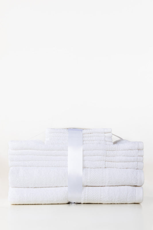 White 10pcs Zero Twist Towel Set