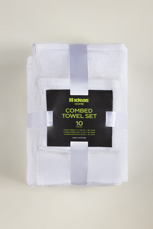 White 10pcs Zero Twist Towel Set