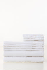 White 10pcs Zero Twist Towel Set