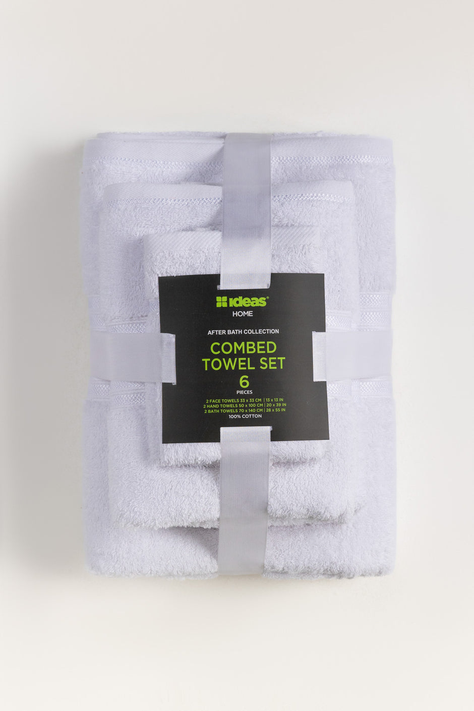 White 6Pcs Combed  Towel Set