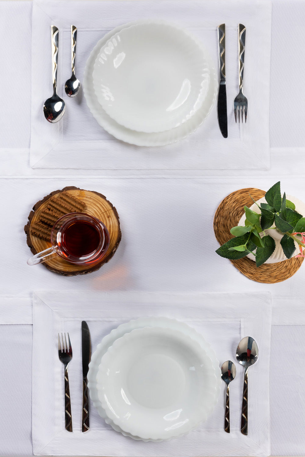 White Cube Dobby Table Cover