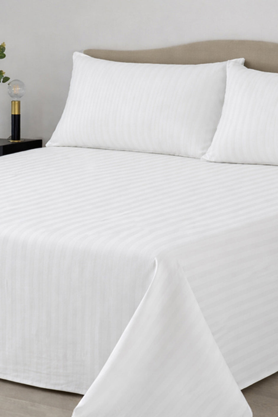 White Stripe Satin Bed Sheet Set