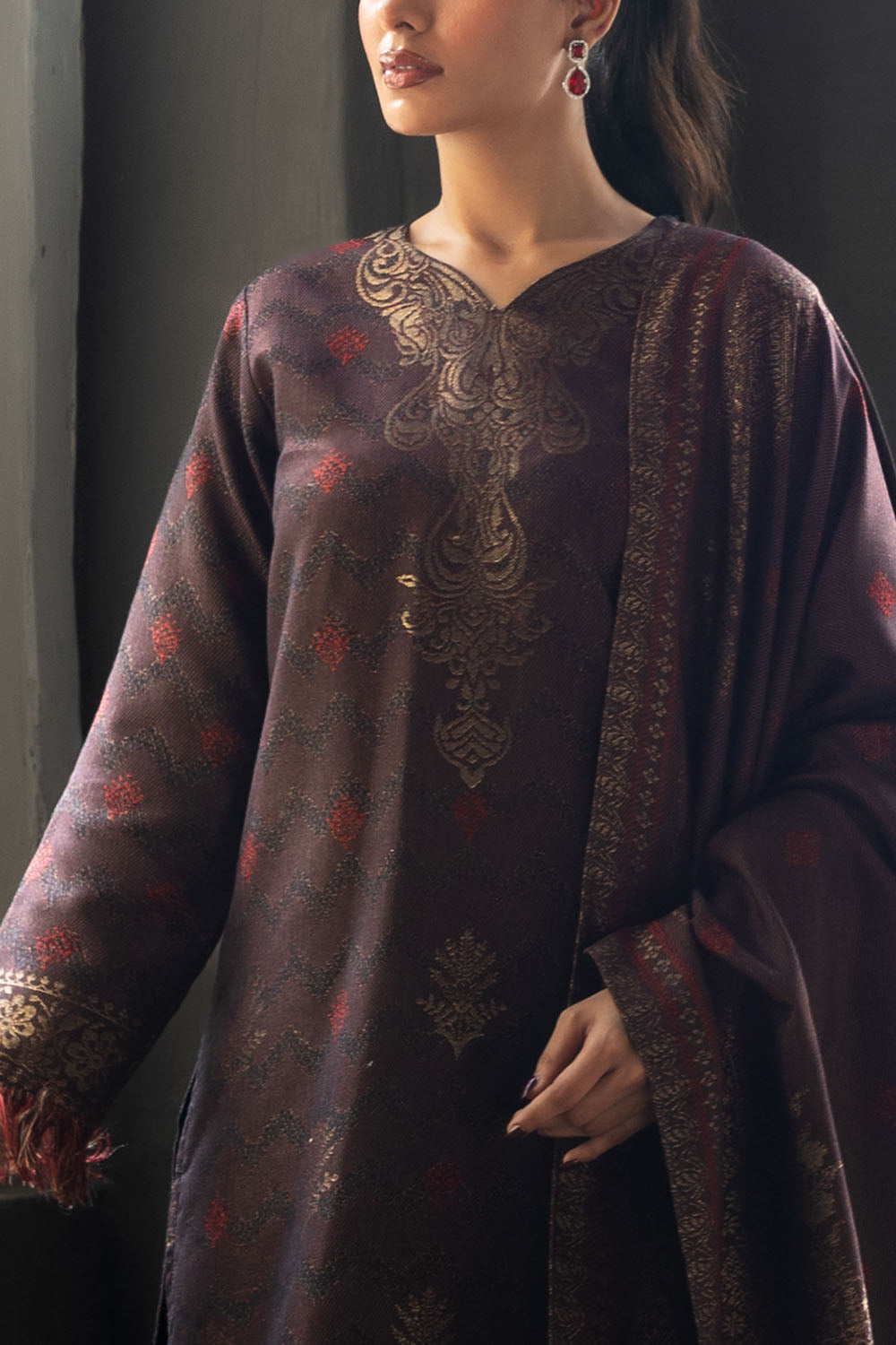 3 Piece Yarn Dyed Jacquard Suit with Dupatta MJ-52052