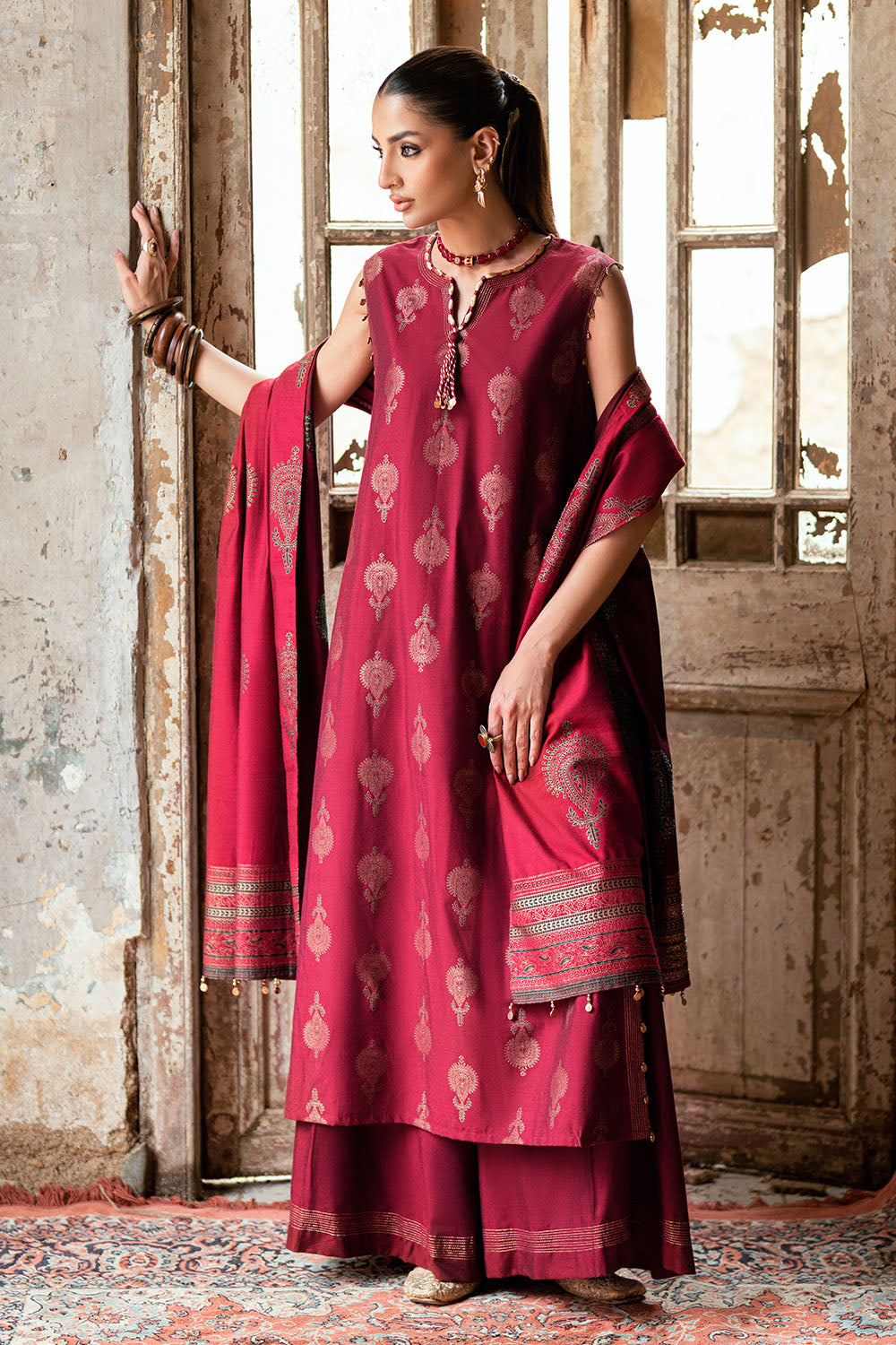 3 Piece Yarn Dyed Jacquard Suit with Shirt and Trouser MJ-52038