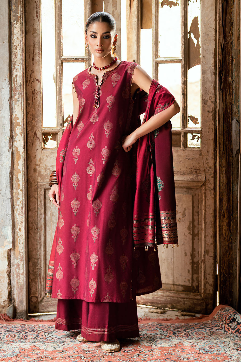 3 Piece Yarn Dyed Jacquard Suit with Shirt and Trouser MJ-52038