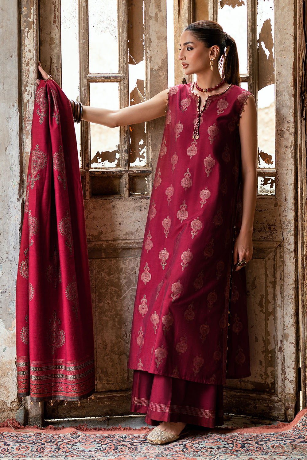 3 Piece Yarn Dyed Jacquard Suit with Shirt and Trouser MJ-52038