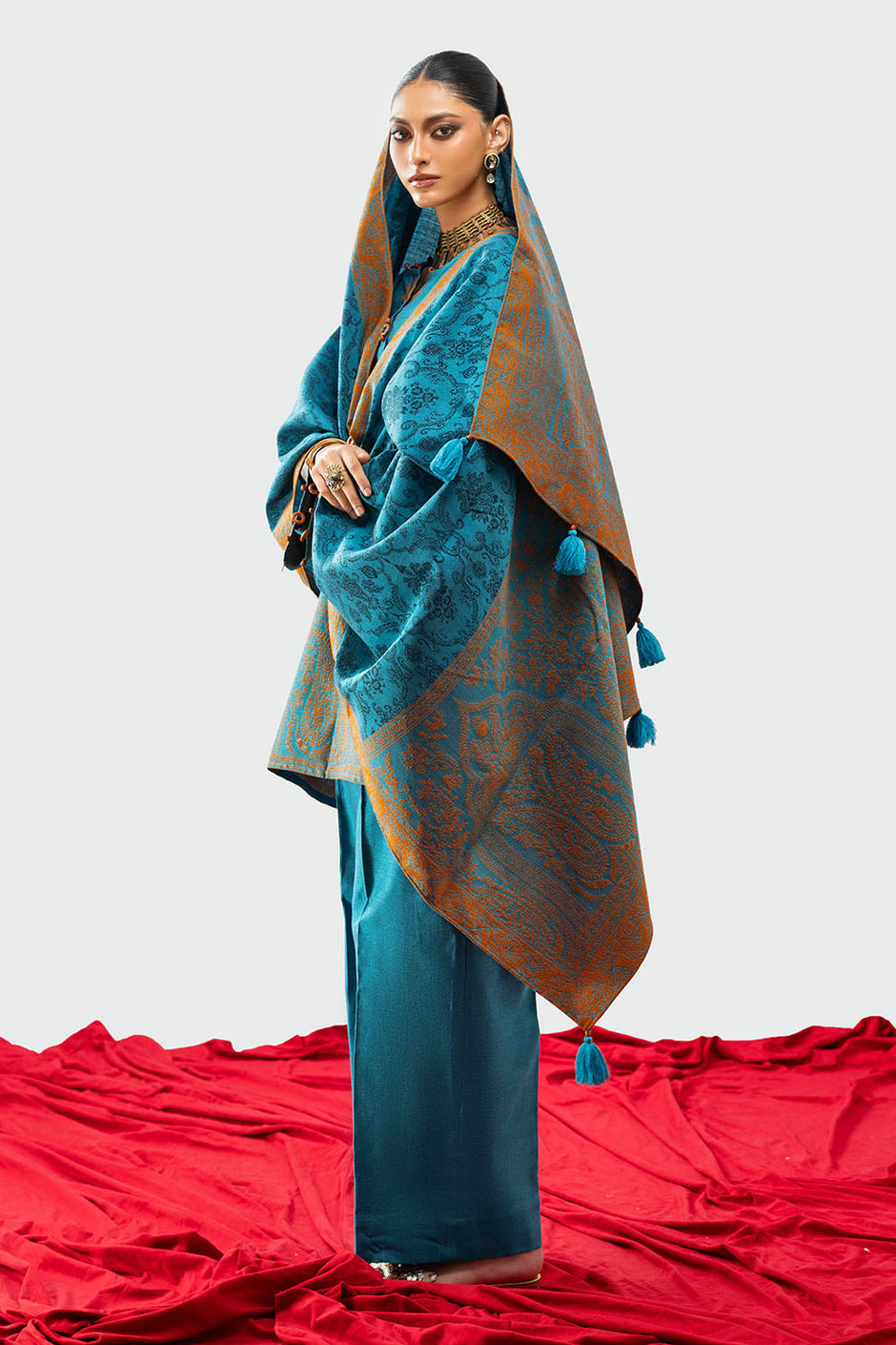 3 Piece Yarn Dyed Jacquard Suit with Dupatta