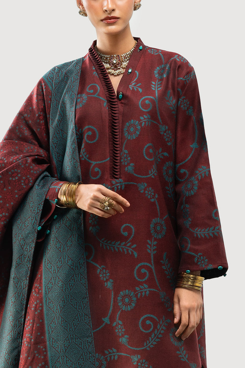 3 Piece Yarn Dyed Jacquard Suit with Dupatta MJ-52051