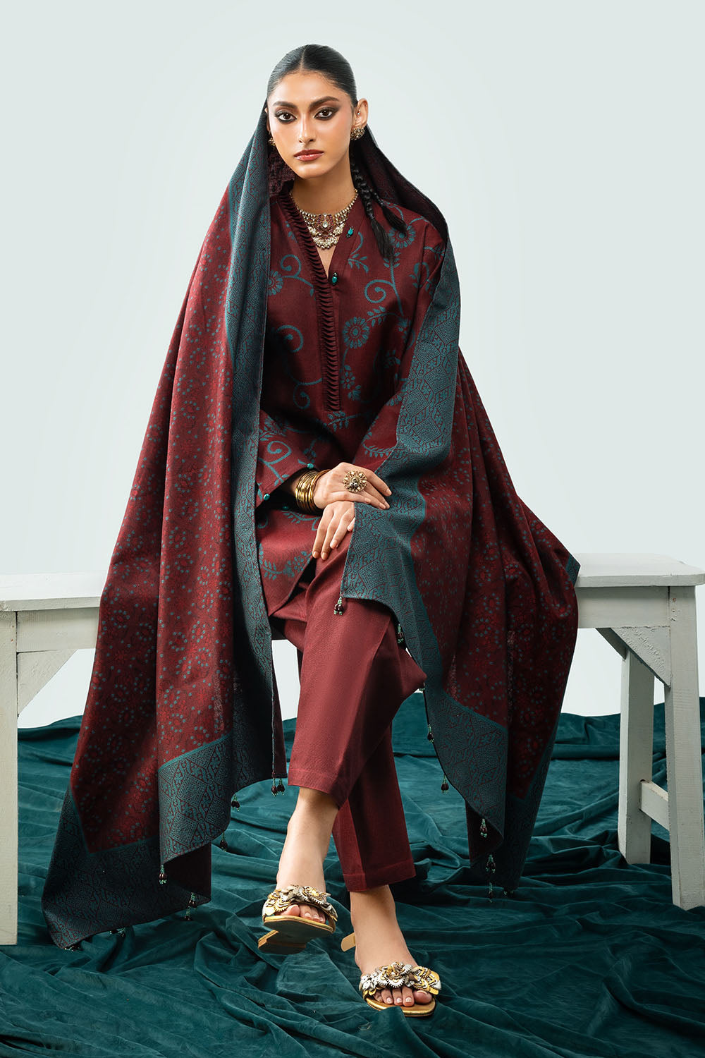 3 Piece Yarn Dyed Jacquard Suit with Dupatta MJ-52051