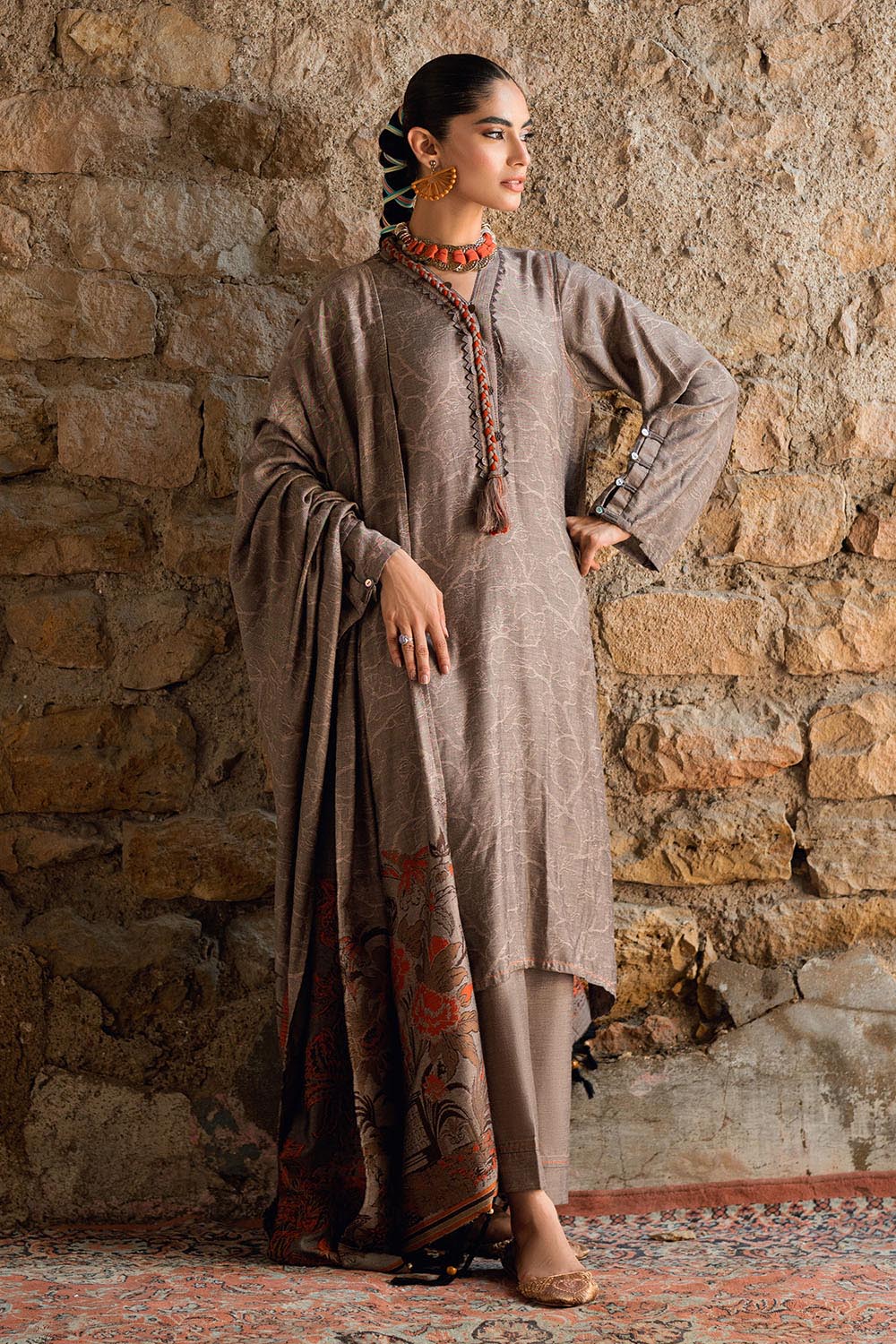 3 Piece Yarn Dyed Self Jacquard Suit with Shirt and Trouser MJ-52039