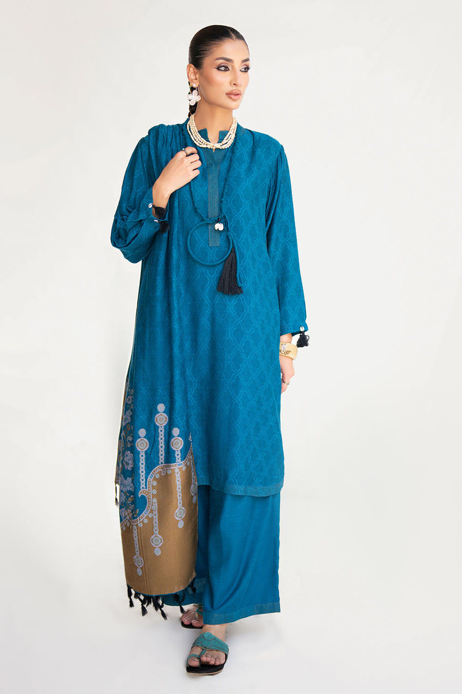 3 Piece Yarn Dyed Self Jacquard Suit with Shirt and Trouser