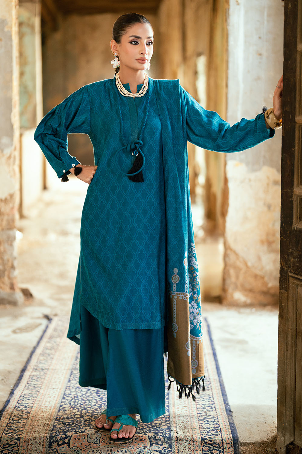 3 Piece Yarn Dyed Self Jacquard Suit with Shirt and Trouser MJ-52041