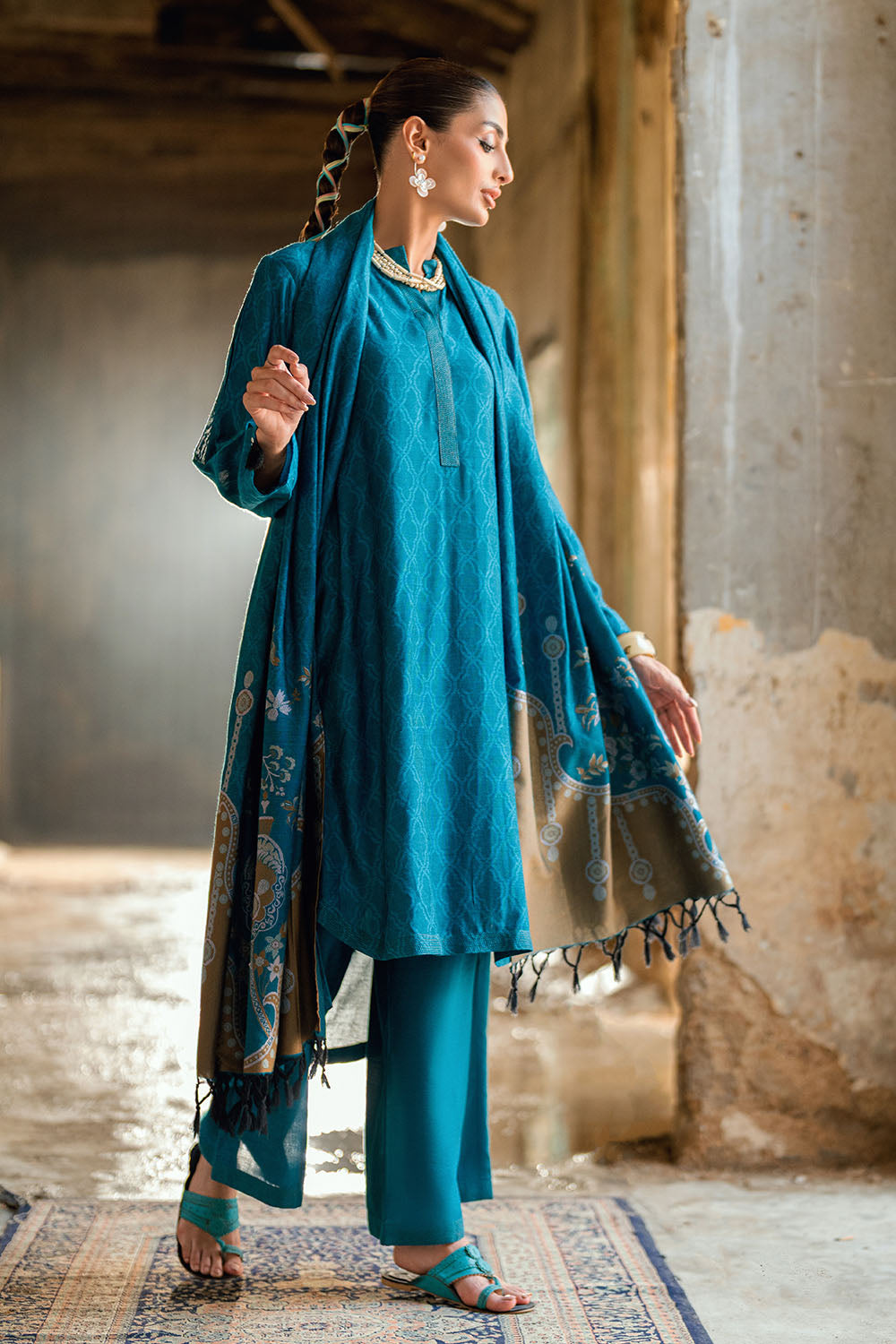 3 Piece Yarn Dyed Self Jacquard Suit with Shirt and Trouser MJ-52041