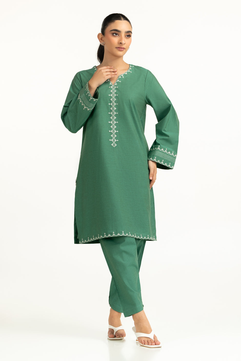 Yarn Dyed Embroidered Co-Ord Set