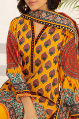 3 Piece Printed Khaddar Suit with Zari Cotton Dupatta SD-52180