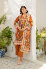 3 Piece Printed Khaddar Suit with Zari Cotton Dupatta SD-52182