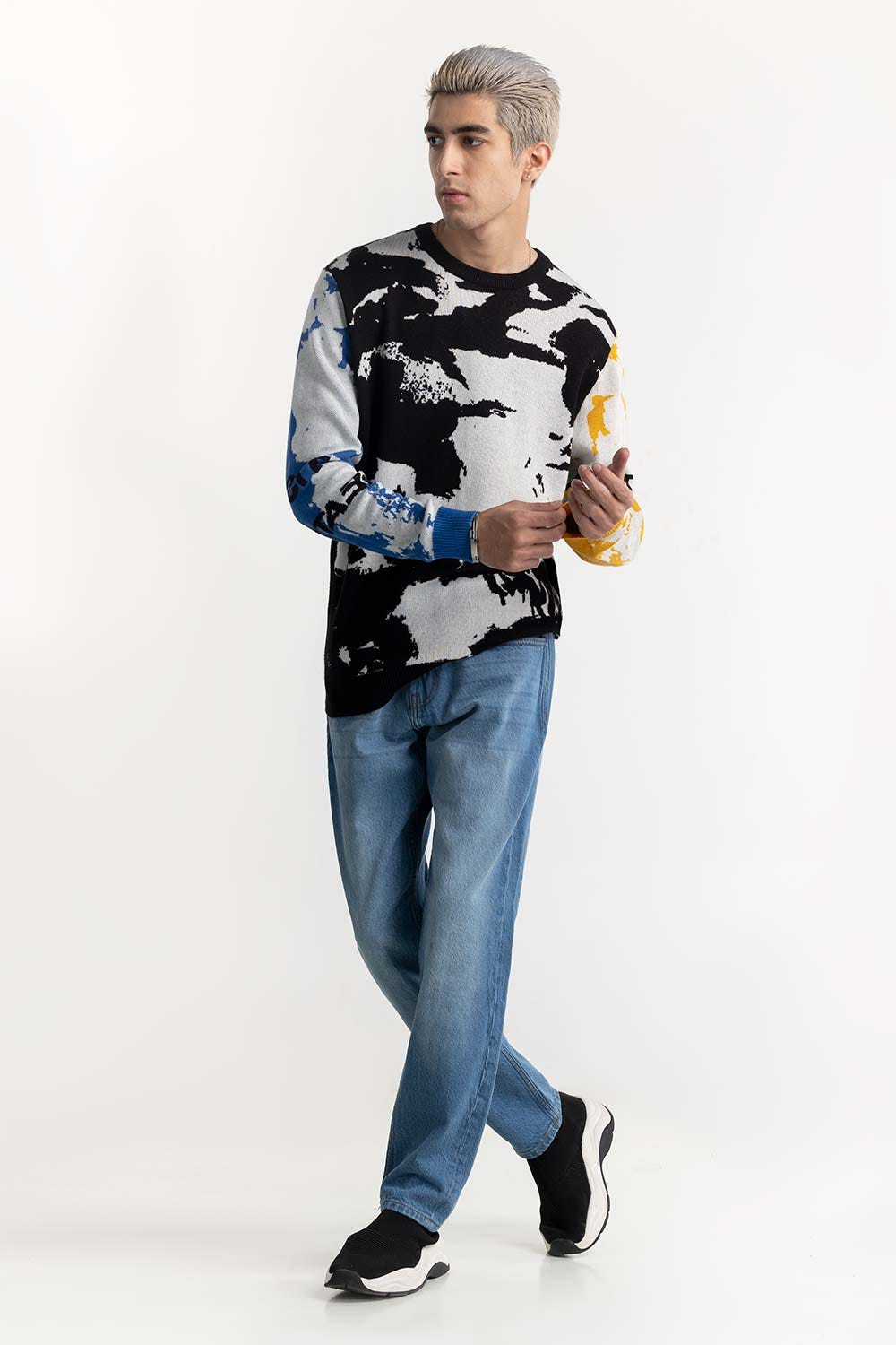 Abstract Jacquard Sweater 224-111-055