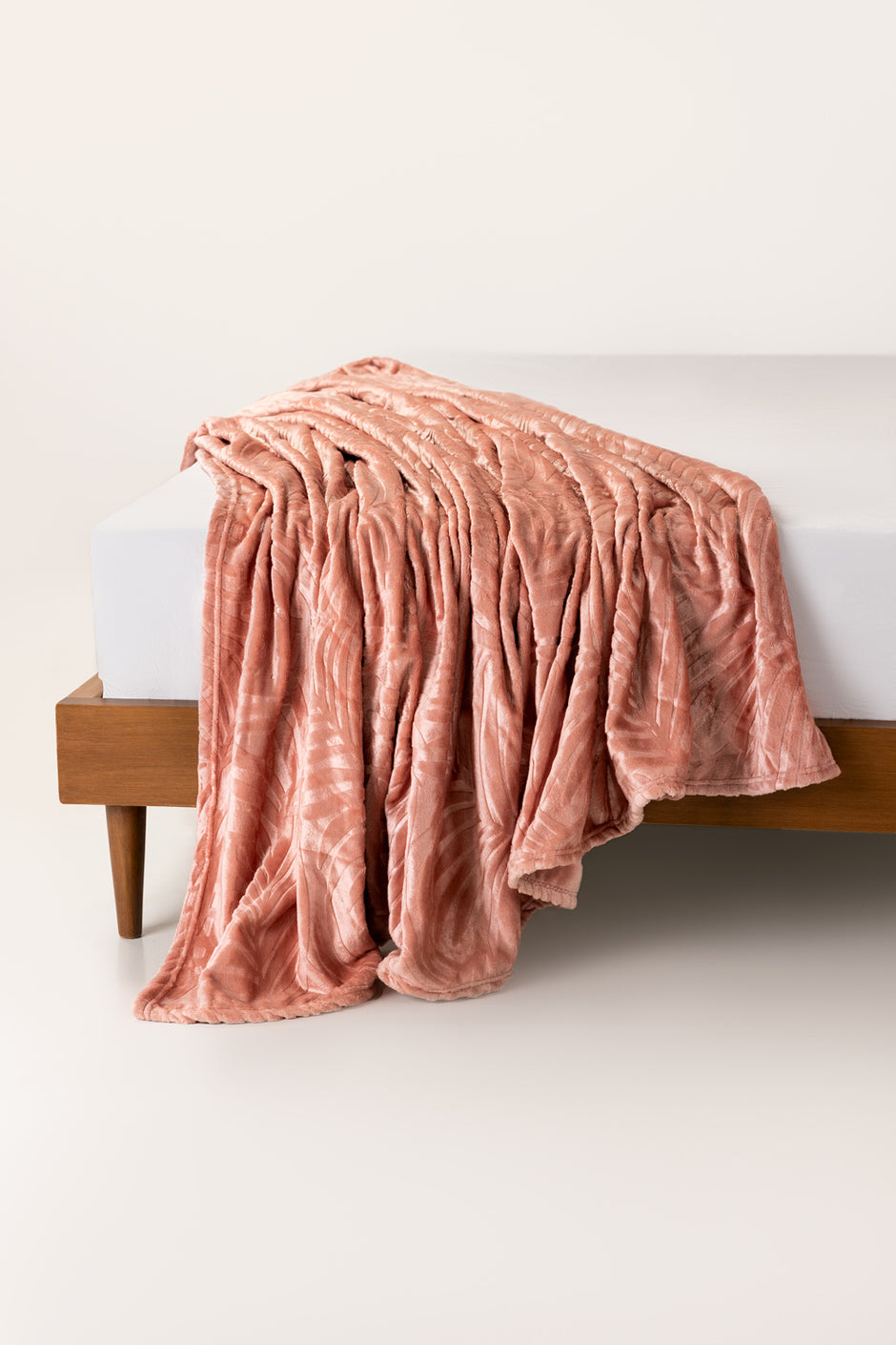 Almond Embossed Single Ply Fleece Throw